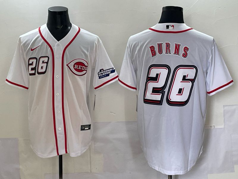 Men 2025 Cincinnati Reds #26 Burns White Nike MLB Jersey style 05->cincinnati reds->MLB Jersey